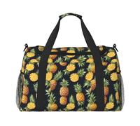 Summer Pineapple Print Foldable Carry On Tote Large Capacity Hand Carry Bag for Airplane Weekend Getaways