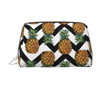Summer Pineapple Printed Beauty Pouch, Large Makeup Holder with Built-in Sponge Protection for Home and Trip