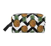 Summer Pineapple Printed Double Sided Storage Bag, Large Makeup Pouch with Black Lining for Travel and Home
