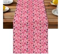 Summer Pink Flamingo Flock Table Runner, Vintage Tropical Pink Birds Animal Cotton and Table Linen Runner for Kitchen Dining Home Decor for Party Festival Holiday Decoration Gift 13x60in