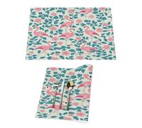 Summer Pink Flamingo Floral Vinyl Placemats Set of 1 for Dining Tables,Kitchen Table Mats Heat Resistant Washable Wipeable PVC Place Mat
