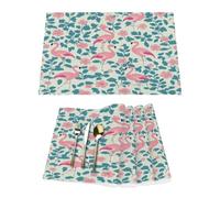 Summer Pink Flamingo Floral Vinyl Placemats Set of 4 for Dining Tables,Kitchen Table Mats Heat Resistant Washable Wipeable PVC Place Mat