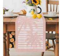 Summer Pink Palm Trees Stripe Table Runner 70 Inches Long, Tropical Plant Geometric Line Washable Table Runners Heat-Insulation Kitchen Dining Table Decorations for Home Party Decor 13x70in