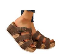 Summer Platform Sandals with Buckle Straps, Comfortable Breathable Beach Slippers, Bw2, 10 UK