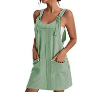 Summer Playsuits for Women Uk Summer Casual Adjustable Strap Short Jumpsuit Sleeveless Loose Beach Playsuit Shorts Ladies Boho Rompers Lightweight Bib Overalls Tie Shoulder Outfit with Pockets