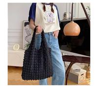 Summer Pleated Bubble Cloud Women Shoulder Bag Candy Color Large Capacity Shopping Tote Bag(Schwarz)