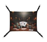 Summer Poker Tournament Printed Pet Hammock for Cage Hanging Pet Hammock Bed with Metal Hooks for Guinea Pigs, Hamsters, Gerbils, Kittens, Cat Cages