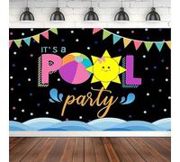 Summer Pool Party Photography Backdrop Water Wave Swimming Pool Balls Flags Confetti Background Girl Boy Birthday Banner Decor 120X80cm