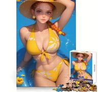 Summer Poolside Beauty Bikini 1000 Piece Jigsaw Puzzle for Teenagers Clear Logic Toy Calm Pastime Perfect Cut Classic Gift 38x52cm