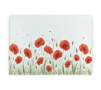 Summer Poppies Glass Worktop Protector - Large Smooth Kitchen Chopping/Cutting Board with Non-Slip Feet 39cm x 28.5cm (15" x 11")