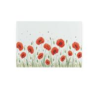 Summer Poppies Rectangular Small Glass Worktop Saver - Smooth Kitchen Chopping/Cutting Board Worktop Protector with Non-Slip Feet 28.5cm x 20cm (11" x 8")
