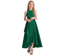 Summer Princess Dress for Kids Girls Sleeveless Ruffle Hem Maxi Dress Party Gown Elegant Teen Girls Round Neck Long Dresses Formal Performance Pageant Holiday Vacation Age (Green, 11-12 Years)