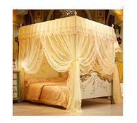 Summer princess room bed canopy mosquito net, Single double bed bedroom decor with stainless steel stand, 120/150/180/200/220CM (Color : Yellow, Size : 180X200cm/71X79in)