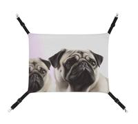 Summer Pug Dog Printed Pet Hammock for Cage Hanging Pet Hammock Bed with Metal Hooks for Guinea Pigs, Hamsters, Gerbils, Kittens, Cat Cages