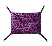 Summer Purple Leopard Printed Pet Hammock for Cage Hanging Pet Hammock Bed with Metal Hooks for Guinea Pigs, Hamsters, Gerbils, Kittens, Cat Cages