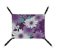Summer Purple White Floral Printed Pet Hammock for Cage Hanging Pet Hammock Bed with Metal Hooks for Guinea Pigs, Hamsters, Gerbils, Kittens, Cat Cages