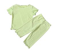 Summer Pyjamas Thin Children's Wear Foreign Girls Summer Two Set of Home Wear Children Conditioning Clothing Infant Girl Stuff (Green, 4-5 Years)