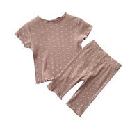 Summer Pyjamas Thin Children's Wear Foreign Girls Summer Two Set of Home Wear Children Conditioning Clothing Infant Girl Stuff (Coffee, 3-4 Years)