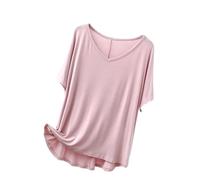 Summer Pyjamas Tops Clearance Women's Short Sleeve V-Neck T-Shirts Fashion Solid Color Underlay Shirts Soft Comfy Thin Sleepwear Casual Loose Tunic Blouse Shirts Pink