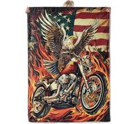 Summer Quilt Bald Eagle, American Flag Motorcycle Throw Gift Idea S