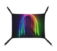 Summer Rainbow Neon Printed Pet Hammock for Cage Hanging Pet Hammock Bed with Metal Hooks for Guinea Pigs, Hamsters, Gerbils, Kittens, Cat Cages
