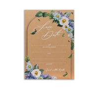 Summer-Ray 24pcs Save the Date Wedding Announcement Rustic Kraft Card with Magnolia Floral Printing (Portrait)