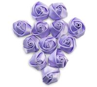 Summer-Ray 30pcs Satin Ribbon Roses with Felt Backing - 0.8" Handmade Fabric Flowers for Crafts, Sewing, Gift Wrapping, Wedding Decor - Individual Color Lot (Lavender)