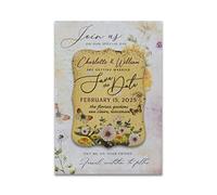 Summer-Ray 50 Personalised Painted Wood Save The Date Fridge Magnet for Rustic Wedding (The Summer Dance)