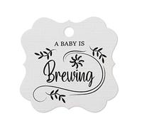 Summer-Ray 50pcs A Baby is Brewing Baby Shower Favours Gift Tags Thank You Tags (White)