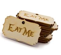 Summer-Ray 50pcs Alice in The Wonderland Wooden Party Favour Tags (Eat Me)