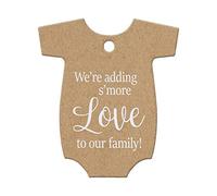 Summer-Ray 50pcs Baby Onesie Adding S'More Love to Our Family Baby Shower Favours Gift Tags Thank You Tags (Kraft)