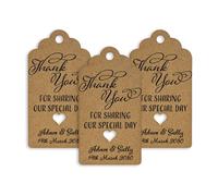 Summer-Ray 50pcs Personalised Mini Royale Wedding Favour Gift Tags Thank You for Sharing Our Special Day (Kraft Brown)