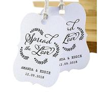 Summer-Ray 50pcs Personalized Little Violin Spread The Love Wedding Favor Gift Tags (White)