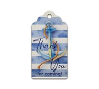 Summer-Ray 50pcs Royale Thank You for Coming with Anchor Watercolour Nautical Theme Party Favour Gift Tags (Full Stripes)