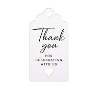 Summer-Ray 50pcs Thank You for Celebrating with Us White Wedding Favours Gift Tags