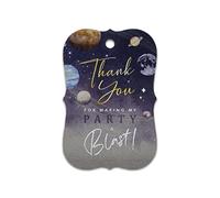 Summer-Ray 50pcs Thank You for Making My Party a Blast Milky Way Outer Space Galaxy Planets Gift Tags (Shimmering Silver)