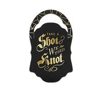 Summer-Ray 50pcs We Tied The Knot so Have a Shot Mini Liquor Bottle Hang Tags Wedding Bridal Shower (Black)
