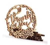 Summer-Ray 50pcs Wooden Laser Cut Thank You Floral Wedding Birthday Party Rustic Favour Gift Tags