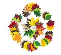 Summer-Ray 60 Felt Leaves Laser Cutout Embellishment Green Yellow Brown Autumn Shades Maple Oak Sycamore Hazel Beech Leaves