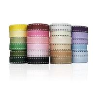 Summer-Ray Grosgrain Ribbon Set - Multicolour Stitched Edge, 24 Rolls, 10mm Wide - Craft Ribbon for Sewing, Gift Wrapping, Hair Bows & DIY Projects