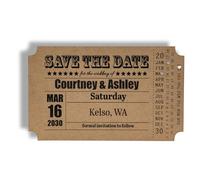 Summer-Ray Rustic Brown Kraft Vintage My Big Day Ticket Wedding Save the Date Cards (36)