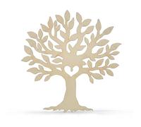 Summer-Ray Set of 2 Wooden Tree Cutouts, 8.25 Inch Laser Cut Family Tree with “Love Grows Here” Engraving, 3mm Plywood Rustic Home Décor, DIY Crafts or Wedding Display