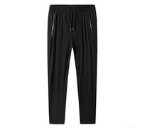 Summer Ready Men's Sweatpants Quick Drying, Highly Elastic Ice Silk Joggers (3XL Straight-Black)
