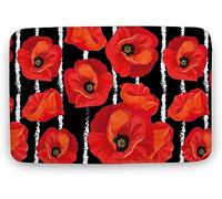 Summer Red Poppies Bath Mat Big Bright Flowers Bathroom Rugs Soft Non Slip Absorbent Washable Bath Rugs for Bathroom Kitchen Dining Living Office 36x24 Inch