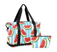 Summer Red Watermelon Foldable Luggage Travel Bag Carry On Weekend Bag with Adjustable Strap for Trekking