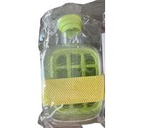 Summer refreshing ice bucket, press ice cube tray, home refrigerator ice cube making storage box, freeze ice cube tray, water bottle with straw (White) (Green)