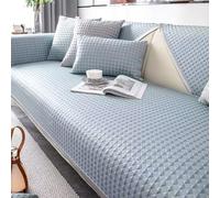 Summer Refreshing Ice Silk Sofa Cover Washable Non-Slip Breathable Cushion Protector for Furniture Blue 90x300cm - Ideal for Home Decor