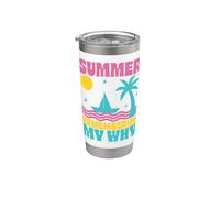 Summer Remembering My Why Funny Retro Teacher Vacation Stainless Steel Insulated Tumbler