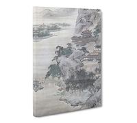 Summer Retreat At Mt. Li By Yuan Yao Asian Japanese Canvas Wall Art Print Ready to Hang, Framed Picture for Living Room Bedroom Home Office Décor, 30x20 Inch (76x50 cm)