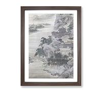 Summer Retreat At Mt. Li By Yuan Yao Asian Japanese Framed Print | A2 Walnut Framed Wall Art | Ready to Hang | Asian Landscape Picture | Living Room Bedroom Lounge Office
